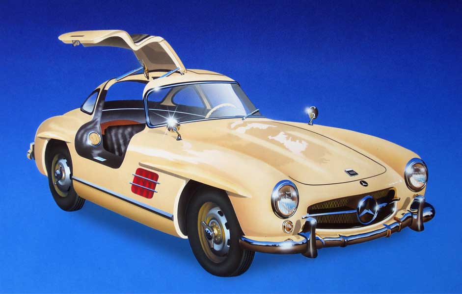 Mercedes Gullwing car illustration